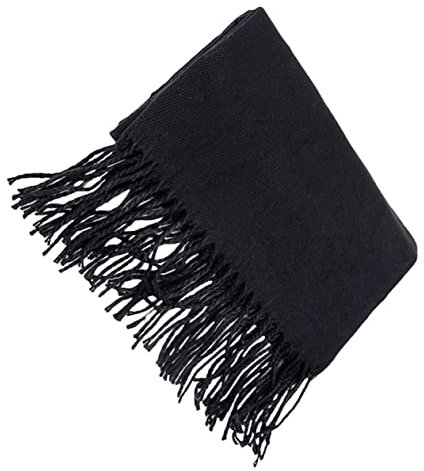 BESPORTBLE Einfarbiger Fransenschal Für Damen Und Herren Schwarzer Winter Schal Unisex Verdickte Tücher Mit Fransen Modischer Schulter Schal Für Kalte Tage