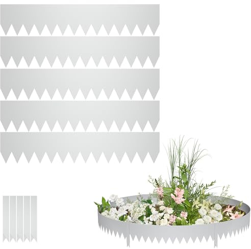 PEILU Rabattkanter 20 cm hög galvaniserat stål, rabattkant för trädgård, rabattkant med spikar, 5 stycken, 100 cm, klippkant, rotspärr, rosenträ, metall, gräsmatta, kantband för vägar, gräsmattor