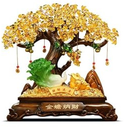 Heminredning Feng Shui-dekor Pengaträd Kristall Kinesiska dekorationer Pengapaddafigur for förmögenhet Lycklig rikedom for och lycka till Feng Shui för kontoret(Stor)