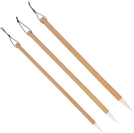 DOITOOL 3 Piezas Pinceles Tradicionales para Caligrafía y Pintura con Mango de Bambú Pelo de Cabra Profesional para Estudiantes y Principiantes Aptos para Acuarela y Dibujo Sumi