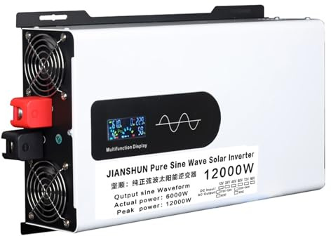 Ren Sinus Växelriktare Solcellsinverter 5000W–12000W, 12V–96V, stabil ström, LCD-display, skyddsfunktioner, kylsystem, för hem, bil, båt och solenergi(12000W,96V)
