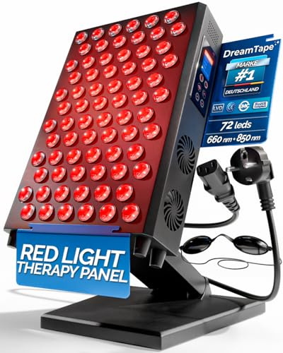 DreamTape® Pannello Luce Rossa Infrarossa 660nm 850nm - Terapia Luce LED Professionale con 72 LED - Red Light Therapy Panel per Recupero Muscolare e Benessere Luz Roja - Lampada Fotobiomodulazione