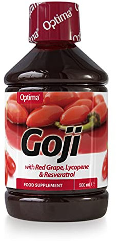 Optima Goji Juice, Natural, Vegan, Food Supplement, Red Grape, Lycopene, Resveratrol, 500 ml