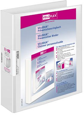 VELODUR® Prasentations-Ringbucher VELOFLEX DIN A4 mit 4 D-Ringen fur 400 Blatt 6,0 cm breit 40 mm mit Drahtniederhalter