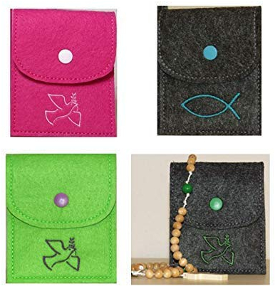 Rosenkranztasche mit Motivauswahl | Filztasche | hochwertig und einzigartig bestickt | Kommunion | Geschenk | Aufbewahrung Rosenkranz