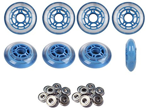 Players Choice Roller Hockey Wheels 80mm 78A Soft Inline Skate Blue 8 Pack with ABEC 5 Bearings