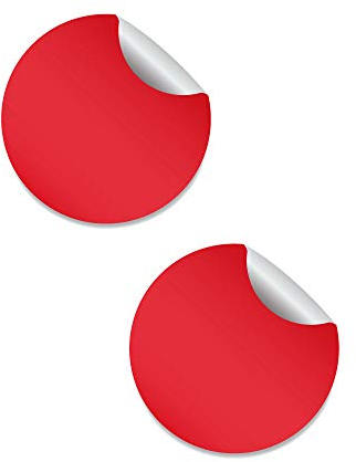 Círculo para puertas de oficinas. 2 pegatinas adhesivas redondas de color rojo para pegar en puertas y ventanas de cristal. Ideal para oficinas, tiendas y comercios.