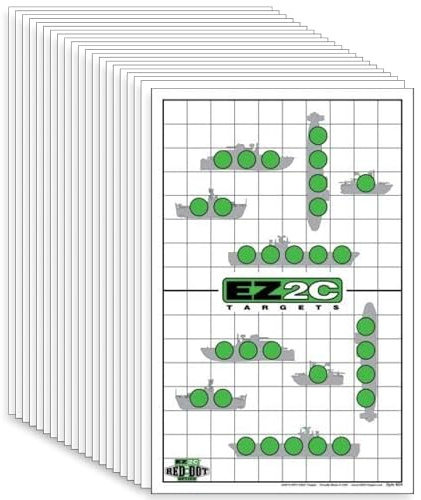 EZ2C Games Style RD09 Shooting Target - Sink The Boats Paper Targets for Shooting Range 11x17 Fun Gun Range Targets for Shooting (Tear-Off Pad 25)