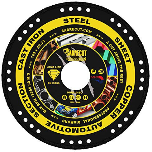 1 x SabreCut VBSC125ME 125mm (5 inch) x 22.23mm Bore Vacuum Brazed Metal Cutting Angle Grinder Circular Saw Diamond Disc Blade