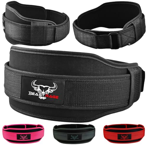 BEAST RAGE Gewichthebergürtel, doppelte Stärke, 5,5, gepolsterter Neopren, Rücken, Fitnessstudio, Bodybuilding, Kreuzheben, Heben, Training, Fitness, Workout, Gürtel, für Herren und Damen,