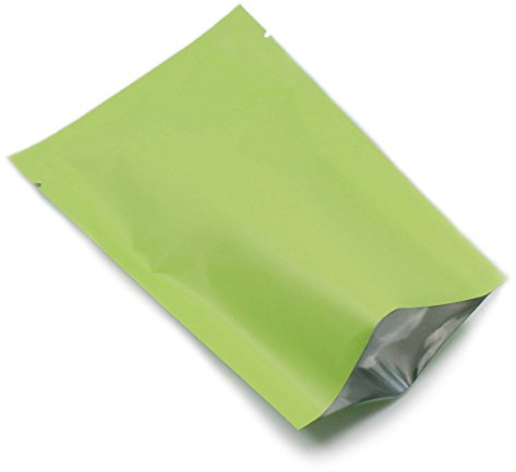 WACCOMT Pack 200 stycken platta öppna toppar Mylar-påsar vakuumförseglad långvarig förvaring av mat matt foliepåse varm förseglad med skåra (7 x 10 cm (2,76 x 3,94 tum grön)