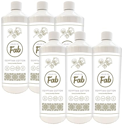 Fabulosa House of Fab Luxury Fragranced Antibacterial Laundry Cleanser and Fabric Softener, Premium Laundry Sanitiser and Freshener, 120 Washes, 1L, 6 Pack, Egyptian Cotton