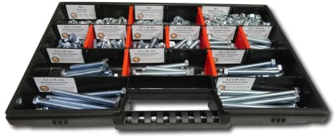 480 tlg Sechskantschrauben Sortiment mit Muttern Unterlegscheiben Federringen M6 // 12mm-80mm Schrauben Set