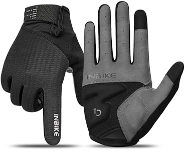 INBIKE Guanti da ciclismo MTB Moto Mountain Bike Dito Lungo per Uomo con Touch Screen a 2 Dita e TPR Pads Elastico Traspirante e Multifunzionale Riflettente Logo, Nero, S