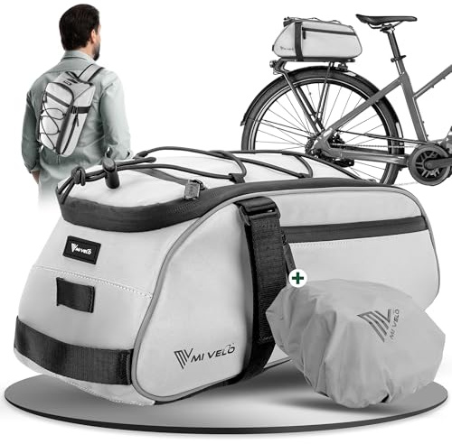 MIVELO 3in1 Gepäckträgertasche Umhängetasche I Fahrradtasche für Gepäckträger 9L I wasserdicht und reflektierend I Fahrradtasche, Tragetasche und Umhängetasche (Vollreflektierend)