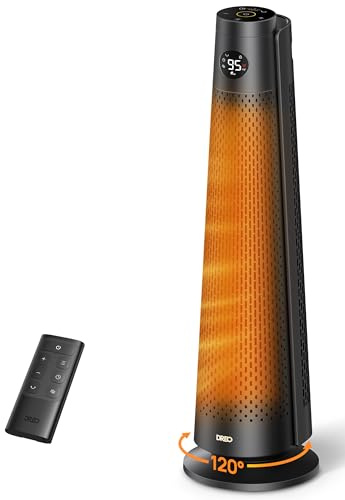 DREO Space Heater Large Room, 30 Electric Heaters with Remote, 120° Oscillation, Adjustable Thermostat, 5 Heat & 3 Fan levels, 8 Safety Protections, 25dB Quiet, 1-12H Timer, Heater for Office, Black