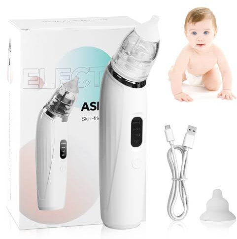 Nasensauger Baby Elektrisch, Nasensauger Staubsauger, Elektrischer Nasenschleim Sauger, mit 3 Saugstärken, Wiederaufladbar, Anti Reflux, für Neugeborene und Kleinkinder