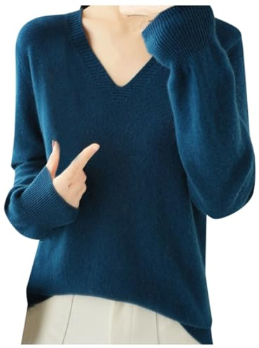 Suéter de cachemira para mujer, suéter con cuello en V, suéter de otoño e invierno, suéter de punto de manga larga, suéter de cachemira de lana para mujer, tejido suelto casual