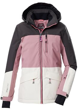 killtec Mädchen Skijacke/Funktionsjacke mit Kapuze und Schneefang KSW 208 GRLS SKI JCKT, puderrosa/dunkel stein/ecru, 152, 43562-000
