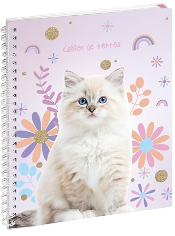 Exacompta - Ref. 9991413E - 1 vacker katt vit text anteckningsbok 17 x 22 cm - visuell katt