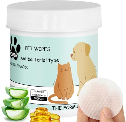 Aomig Eye Wipes Dogs 100 Pads Pet Tear Stain Cleaning Wipes Clean Eye Round Pads Dog Ear Cleaner Wipes Tear Stain Remover For Dogs, Pet Eye Wipes Remove Tear Stains, Dog Eye Crust & Eye Discharge