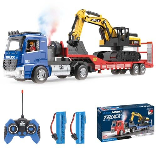 Teeggi Juguete de excavadora teledirigida para niños a partir de 6-12 años, 6 canales RC excavadora con luz y efectos de sonido (azul)
