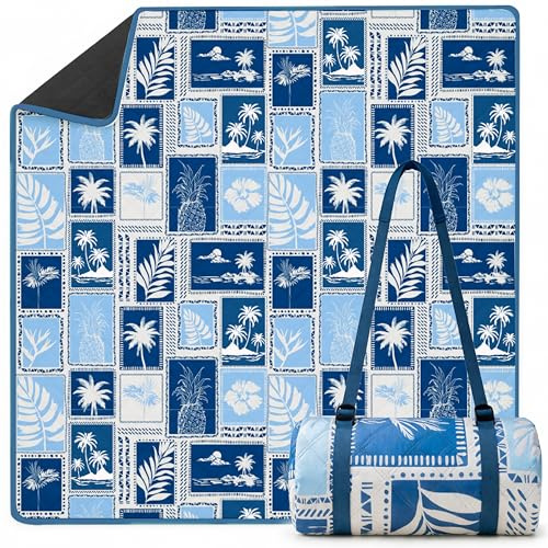 Twinzee 200x200cm Vattentät och Sandtät Picknickfilt - Tvättbar, Vikbar och Bärbar Strandmatta, Perfekt för Strand, Picknick, Grillfester och Camping - Holiday