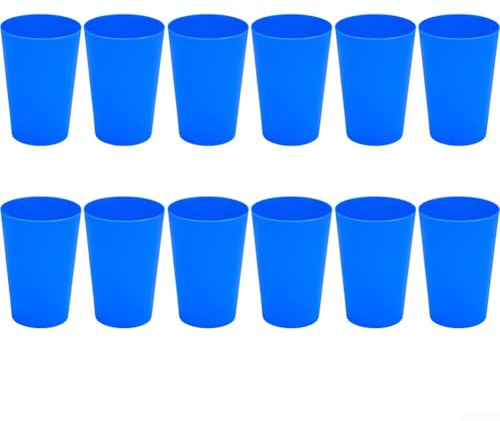 Lot de 6 gobelets colorés incassables en plastique ABS, 160 ml, empilables, légers, passent au lave-vaisselle et au micro-ondes, pour jus, lait, eau, camping, voyage, enfants (bleu)