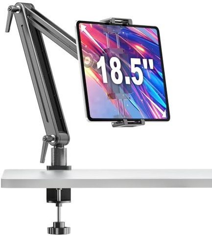 Portable Monitor Stand Desk Holder- Large Clamp support up to 12.9 14.6 15.6 18.5 inch 360° Rotating Base Swivel Tall Desk Arm Mount for iPad Pro/Mini/Air/Surface Strong Bearing Weight over 5.5lbs