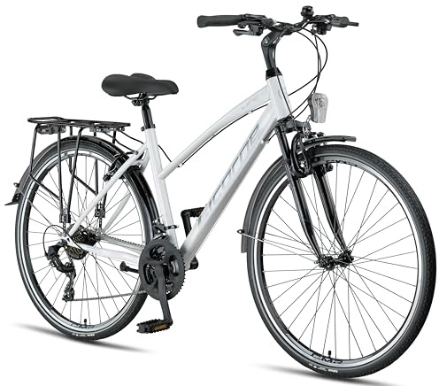 Licorne Bike Bicicletta da trekking premium in bicicletta da 28, per uomo, ragazzo, donna, 21 marce, cambio città, bici da uomo, L-V-ATB (bianco, 0, pollici, 0, micometri, 0, picometro, 0, metri, 0