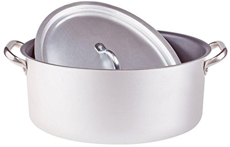 Pentole Agnelli Casseruola Ovale Antiaderente Spessore 3 Millimetri con Maniglie Inox con Coperchio, Diametro 320 Mm cod.ALSA126S32