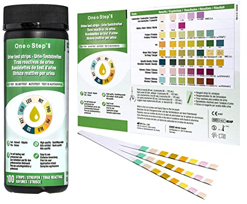 100 x Urine Test Strips for Infection Cystitis Testing Sticks, UTI, Nitrite, Leukocytes, 8 Parameter Urinalysis Multisticks