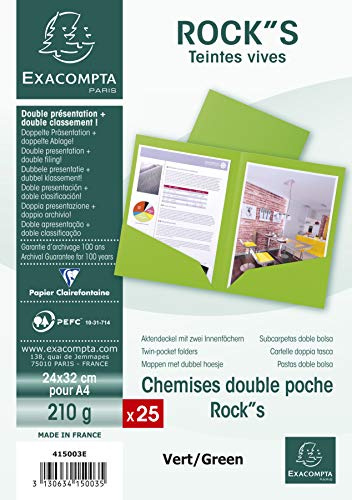 Exacompta 25 mappar dubbel ficka Rocks grön