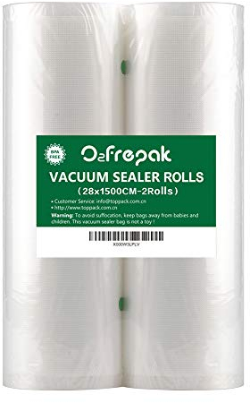 O2frepak 2 Folienrollen 28x1500cm Vakuumierrollen für Lebensmittel,BPA-Frei Vakuumierbeutel Sous Vide Beutel Folien für Vakuumierer und Folienschweißgeräte Geeignet (gesamt:3000cm)