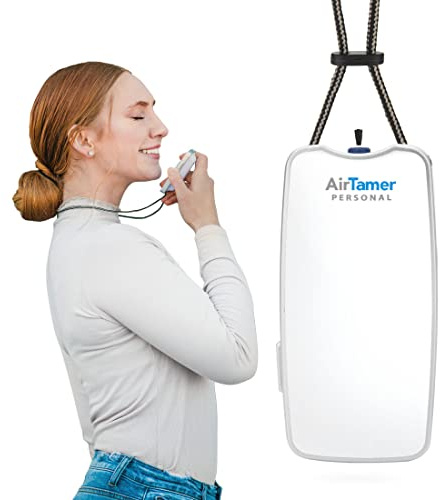 AirTamer A310PMW personlig uppladdningsbar luftrenare, bärbar, negativ jongenerator, effektiv mot bakterier/virus/allergener, läderväska