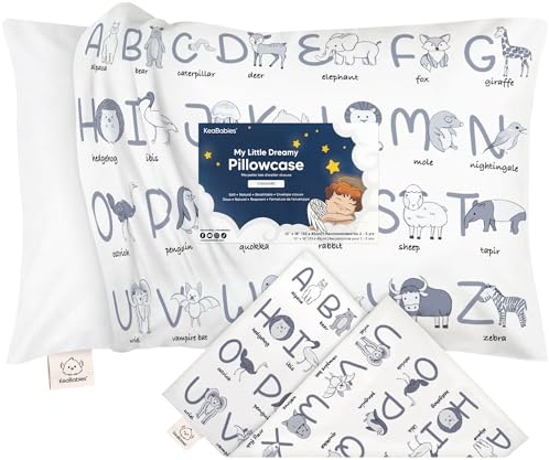 Kinder Kissenbezug - Bio-Kissenbezug für Mädchen, Jungen, Kinder - Kissenbezug aus 100% natürlicher Baumwolle Miniaturkissen - Kinderkissen (Alphamals)