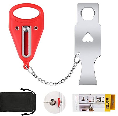 CYH Portable Door Lock, Travel Lock, Safety and Privacy Lock with Storage Bag Prevents Unauthorized Access for Travel Family Apartment Residence Hotel