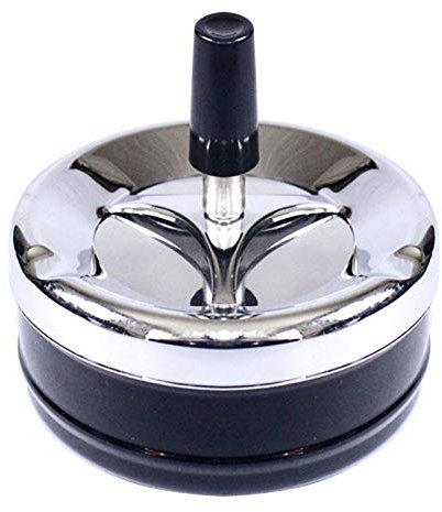 Hamaio Posacenere Retro in Metallo ABS con Spingitore Grande, Rotante e Antivento, per Casa, Ufficio, Camera e Auto, Rosso o Nero