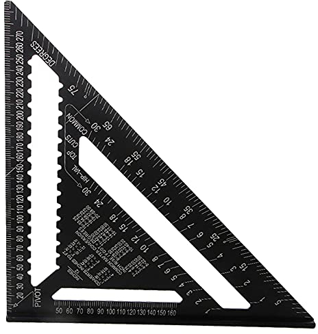 ASNOMY 30cm Rapporteur Triangle Alliage d'Aluminium Équerre Charpentier Triangle Metrique Professionnel Menuiserie Règle d'Angle Règle Triangulaire avec Rapporteur Outil de Mesure Noir
