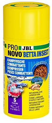 JBL PRONOVO BETTA INSECT STICK, Futter für Kampffische von 3-10 cm, Fischfutter-Sticks, Klickdosierer, Größe S, 100 ml