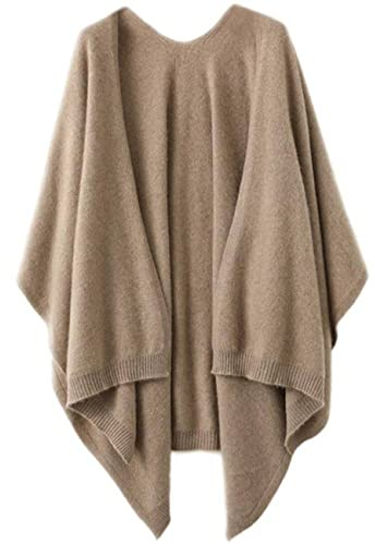 Ailaile Women's Shawl Wrap Plus Size Cardigan 100% Merino Wool Poncho Cape Fall Winter Open Sweater Coat