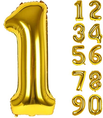 Ballon Chiffre Anniversaire 1 Or,Numéro 1 Feuille Géante Hélium Ballons Gonflables XXL Grand Ballon 1 Numérotés Garçon Fille Homme Femme D'anniversaire Décoration pour Fête Mariage Célébrations