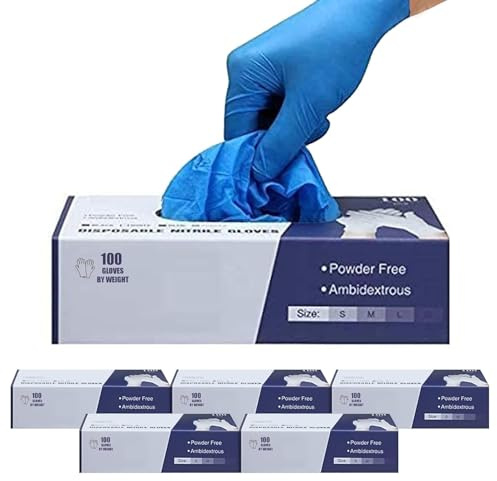 PRAIMA Surgicals Powder Free Nitrile Gloves, Food Grade, Hand Disposable Gloves - 1000 Count - Blue (1000, Small)