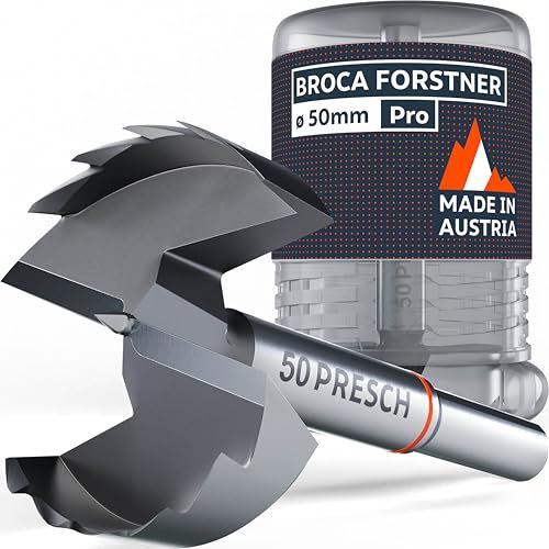 Presch Broca Forstner Ø 50mm - Broca para madera ultra afilada y duradera - Punta central de alta precisión para agujeros perfectamente redondos - Rendimiento fiable con vida útil optimizada