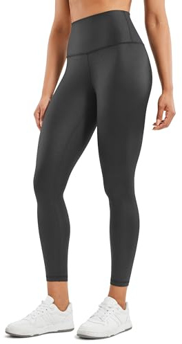 CRZ YOGA Butterluxe Women's 25'' Matte Faux Leather Leggings - High Waisted Stretch Leather Trousers Pleather Tights Black Foil Pattern 12