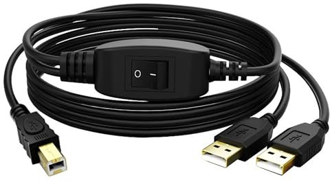 Zevmi Répartiteur de câble d'imprimante USB : câble répartiteur 2 en 1 avec bouton Toggle USB A vers B pour deux ordinateurs pour partager une imprimante - 4,5 m