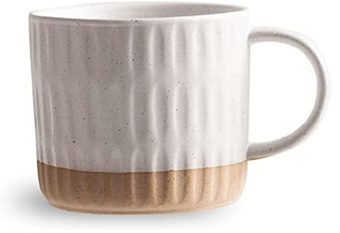 Enorm frukostkoppar, salladsskål, soppkopp av keramik, unik soppbägare, kaffe-/tesoppskålar, soppkopp med handtag, för kaffe, vit vertikal bar 500 ml