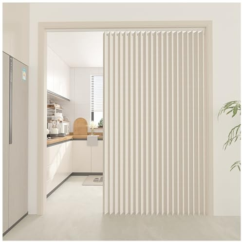 APMOE Cortina Cocina Puerta, Cortina Plisada Plegable Invisible Impermeable con Magnéticas Cortina Plegable para Cocina,Comedor, Marco de Puerta(Beige,100x200cm)