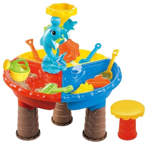 Sand- und Wassertisch - Sand und Wassertisch, Strandspiel im Freien für Kinder | Interaktiver Wasserspiegel mit Zubehör und Formen, pädagogischem sensorischen Aktivitätsspielzeug für Kleinkinder und K