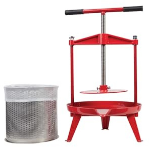 Obstpresse Manuell 9L aus Edelstahl - Spindelpresse inkl. Presstuch - Saftpresse Weinpresse Apfelpresse Fruchtpresse für Obst Wein